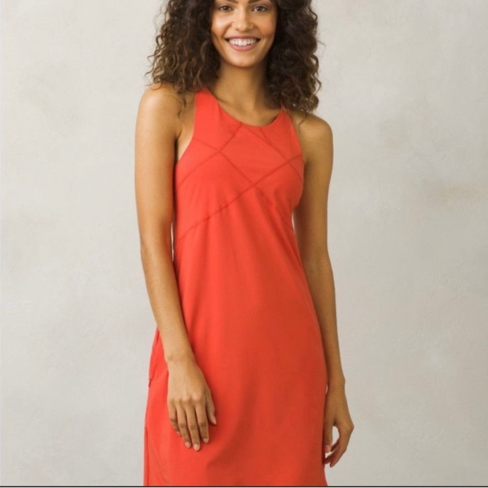 Prana Barton Racerback Midi Athleisure Sleeveless Orange Outdoor
